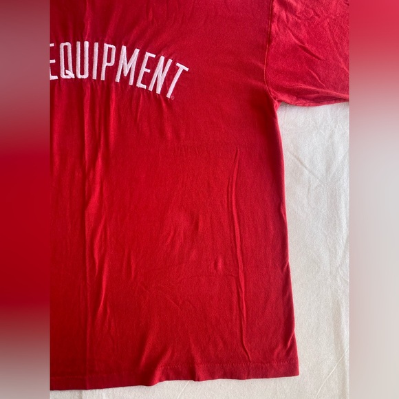 BUM Equipment Vintage 90s Embroidered Red White Spell-Out Tee Oversized Medium - Picture 6 of 6